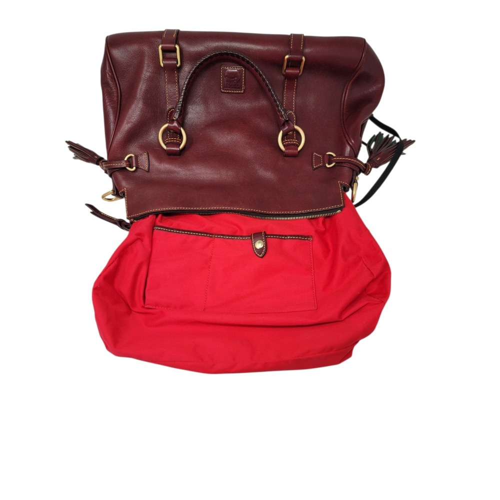 Dooney & Bourke Florentine Satchel Bordeaux Red Vacchetta Leather Tassel Bag - Picture 8 of 15